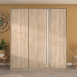 Armoire de chambre - Décor Chene - 3 portes - 185 x 52 x 203 cm - PAR