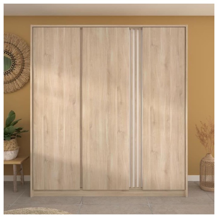 Armoire de chambre - Décor Chene - 3 portes - 185 x 52 x 203 cm - PARISOT Armoire de chambre - Décor Chene - 3 portes - 185 x 52 x 203 cm - PARISOT