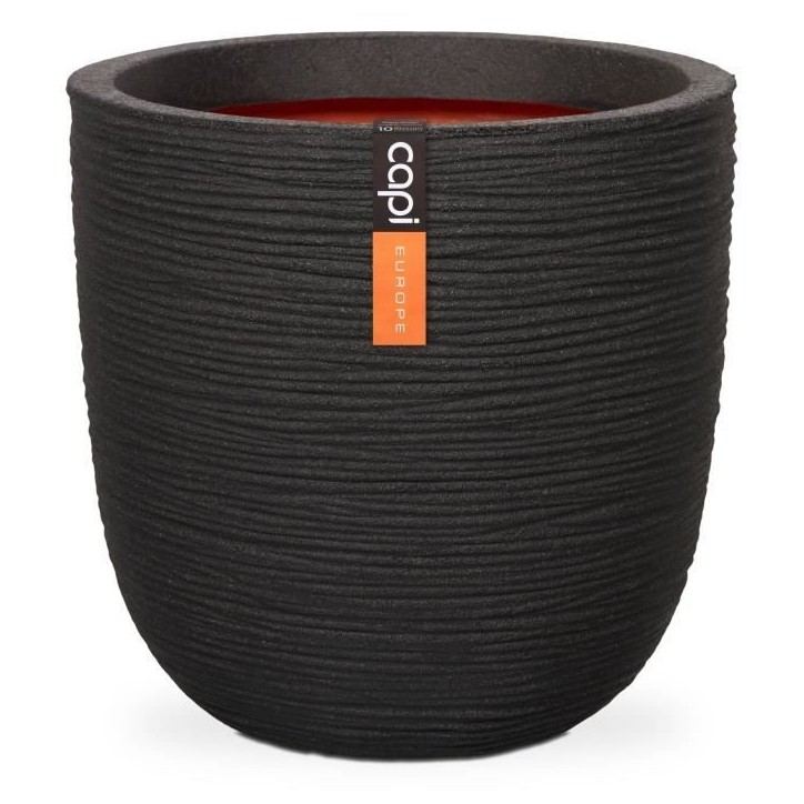 CAPI EUROPE Pot de fleurs boule RIB NL - 43x41 cm - Noir