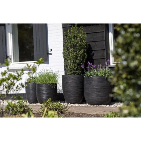 CAPI EUROPE Pot de fleurs boule RIB NL - 43x41 cm - Noir