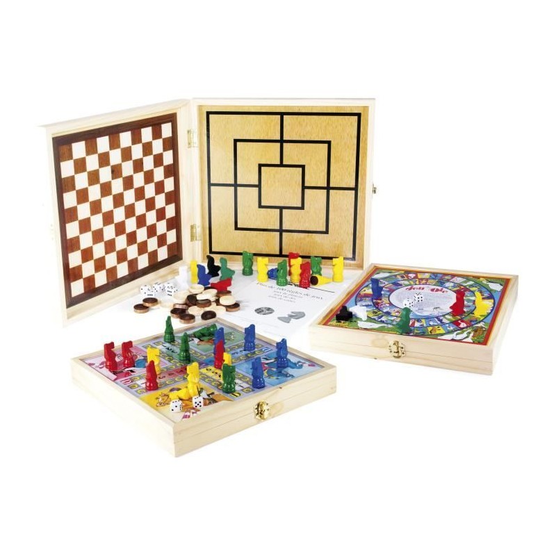 JEUJURA Coffret Bois 100 Jeux de société traditionnels JEUJURA Coffret Bois 100 Jeux de société traditionnels