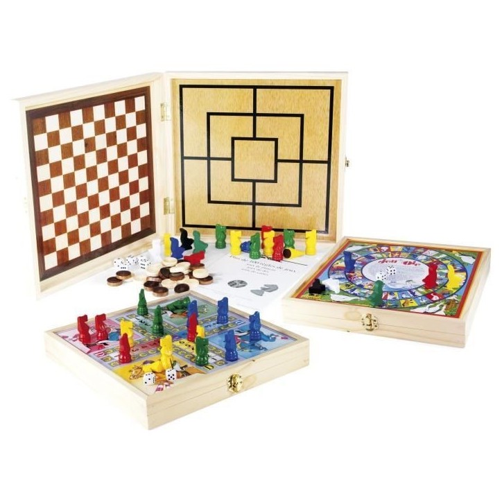 JEUJURA Coffret Bois 100 Jeux de société traditionnels