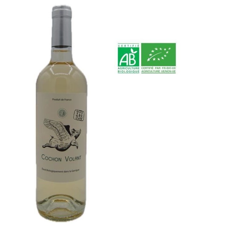 Château des Caraguilhes Cuvée Le Cochon Volant 2023 Pays d'Oc - Vin blanc de Languedoc-Roussillon - Bio