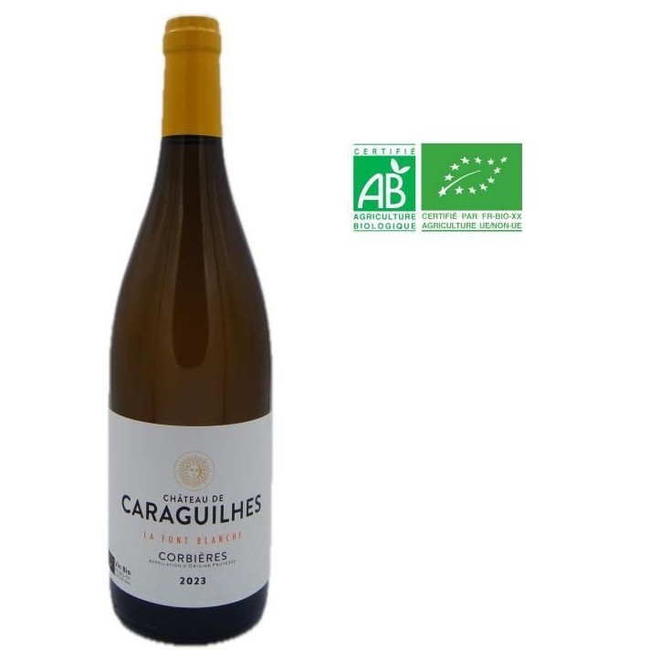 Château des Caraguilhes Cuvée La Font Blanche 2023 Corbieres - Vin blanc de Languedoc-Roussillon - Bio