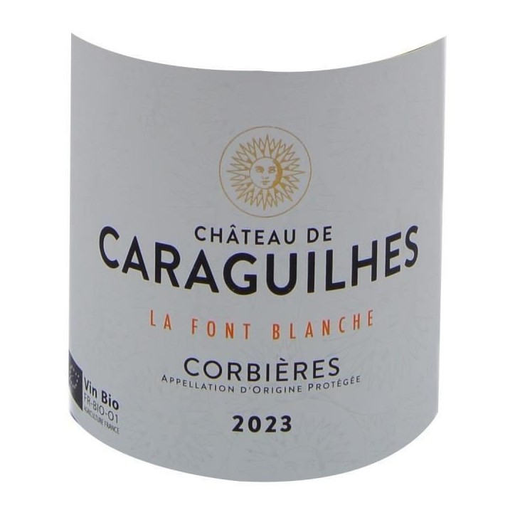 Château des Caraguilhes Cuvée La Font Blanche 2023 Corbieres - Vin blanc de Languedoc-Roussillon - Bio