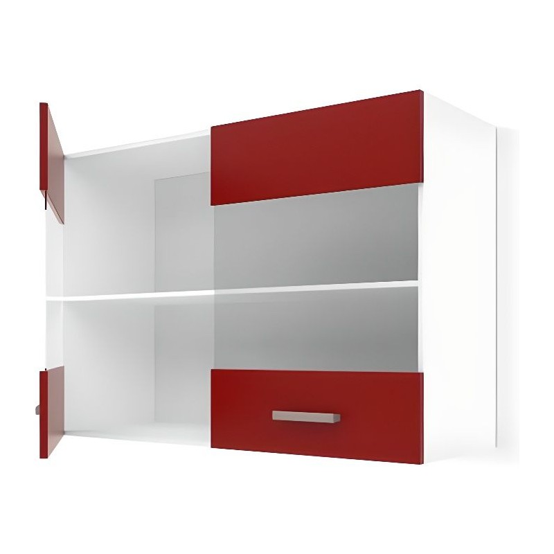 ULTRA Meuble haut vitre de cuisine L 80 cm - Rouge mat ULTRA Meuble haut vitre de cuisine L 80 cm - Rouge mat