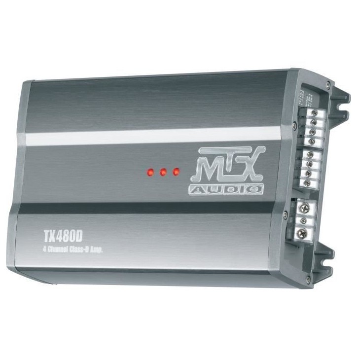 MTX TX480D Amplificateur voiture Classe-D 4x120W RMS @2O ou 2x240W RMS @ 4O filtres variables