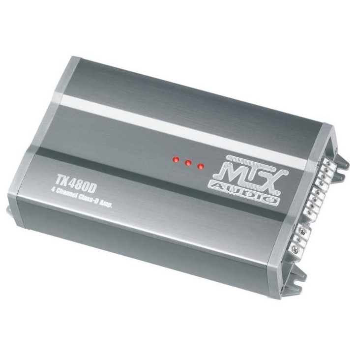 MTX TX480D Amplificateur voiture Classe-D 4x120W RMS @2O ou 2x240W RMS @ 4O filtres variables