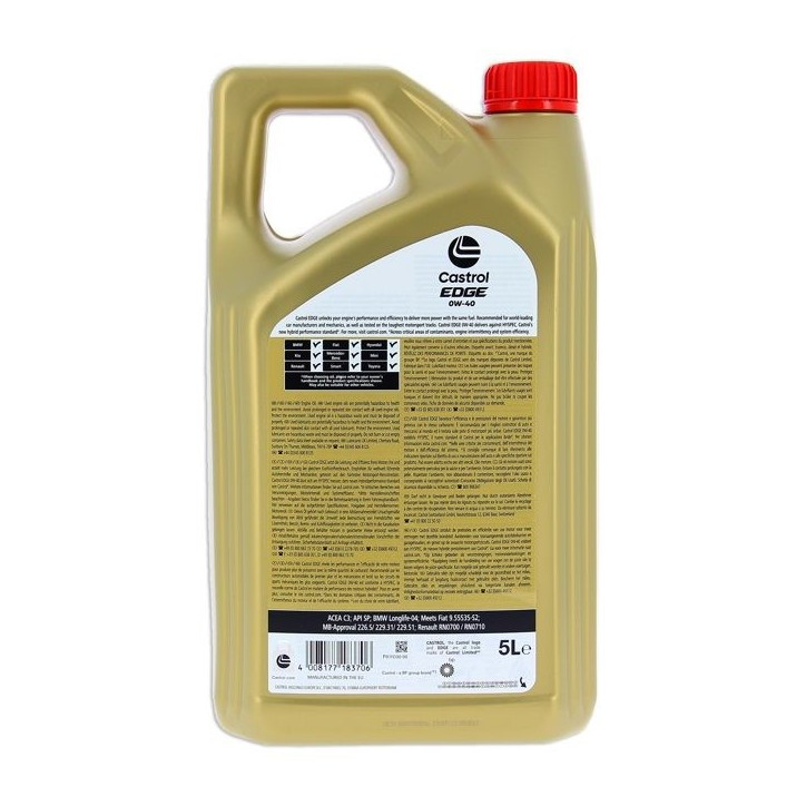Huile moteur - CASTROL EDGE 0W-40 - 5L - 0W40 Huile moteur - CASTROL EDGE 0W-40 - 5L - 0W40