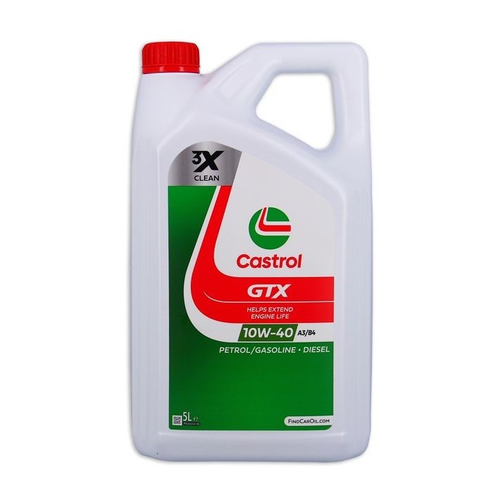 Huile moteur - CASTROL GTX 10W-40 A3/B4 - 5L - 10W40