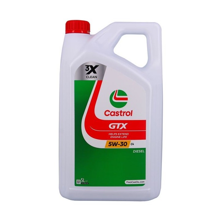 Huile moteur - CASTROL GTX 5W-30 C4 - 5L - 5W30