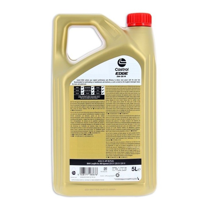 Huile moteur - CASTROL EDGE 5W-30 M - 5L - 5W30 Huile moteur - CASTROL EDGE 5W-30 M - 5L - 5W30