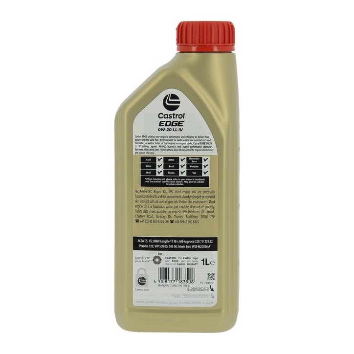 Huile moteur - CASTROL EDGE 0W-20 LL IV - 1L - 0W20