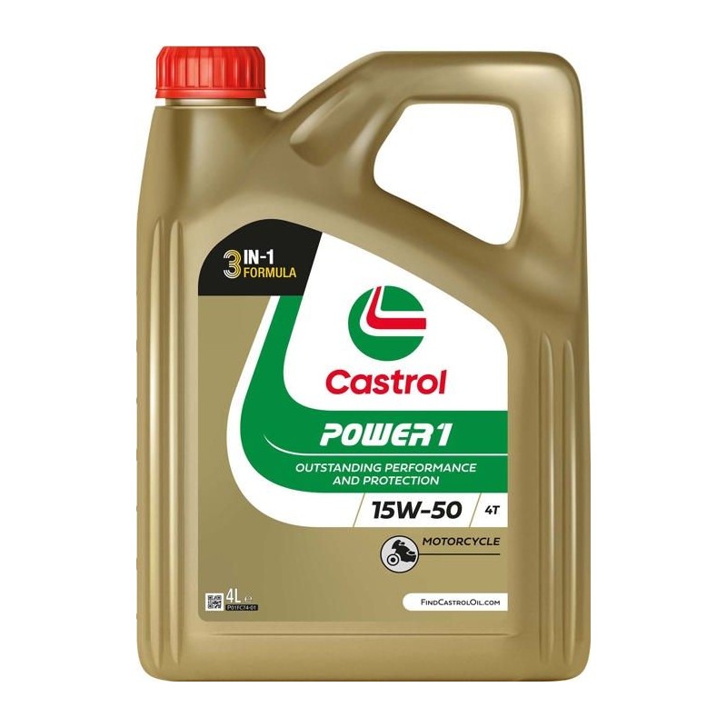 Huile moteur - CASTROL Power 1 4T 15W-50 - 4L - 15W50 Huile moteur - CASTROL Power 1 4T 15W-50 - 4L - 15W50
