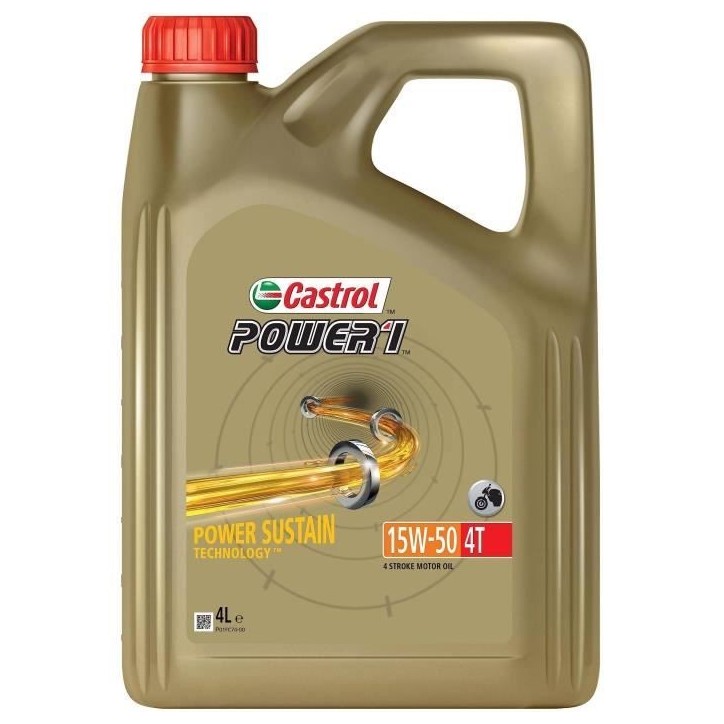 Huile moteur - CASTROL Power 1 4T 15W-50 - 4L - 15W50 Huile moteur - CASTROL Power 1 4T 15W-50 - 4L - 15W50