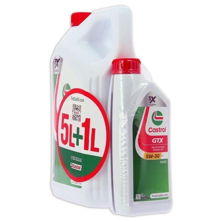 Huile Moteur - CASTROL GTX - 5W-30 C4 - 5L+1L - Offre spéciale