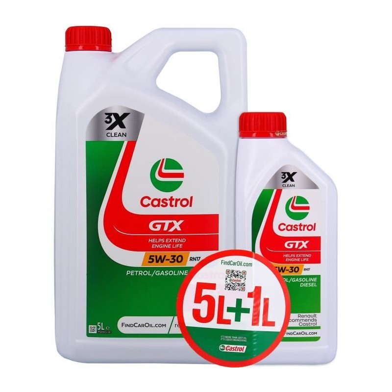 Huile Moteur - CASTROL GTX - 5W-30 RN17 - 5L+1L - Offre spéciale Huile Moteur - CASTROL GTX - 5W-30 RN17 - 5L+1L - Offre spéciale