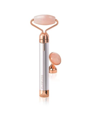 Roller Visage en Quartz Rose Finishing Touch Flawless Contour - 2 embouts - pile incluse - FLAWLESS FINISH