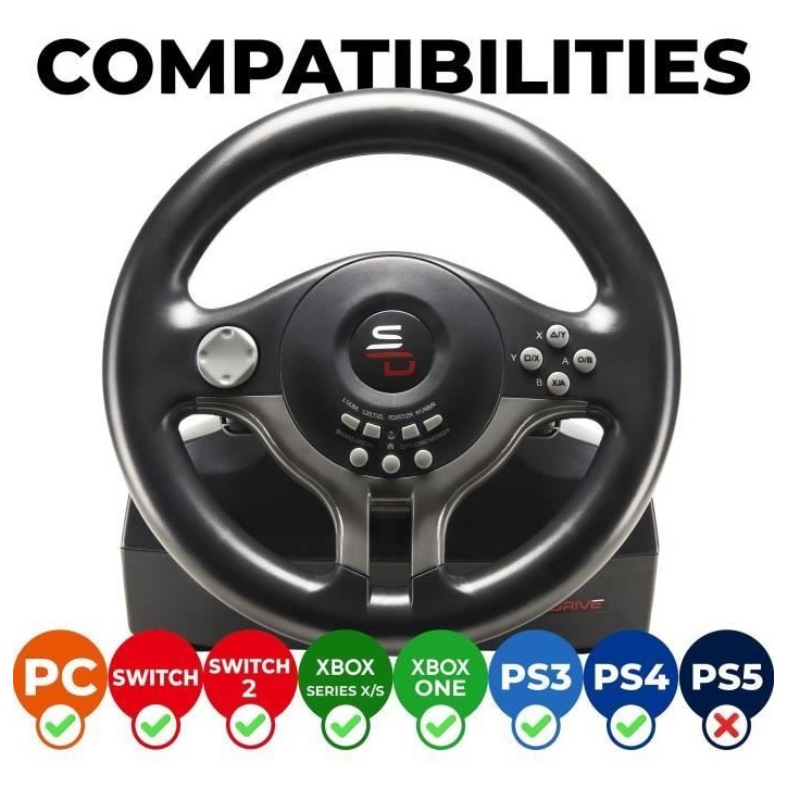 Volant de course - SUPERDRIVE - SV250 - Avec pédalier - Palettes - Vibrations - Multi-plateformes Volant de course - SUPERDRIVE - SV250 - Avec pédalier - Palettes - Vibrations - Multi-plateformes
