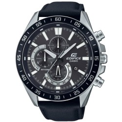CASIO - Montre en cuir véritable - EDIFICE - Noir