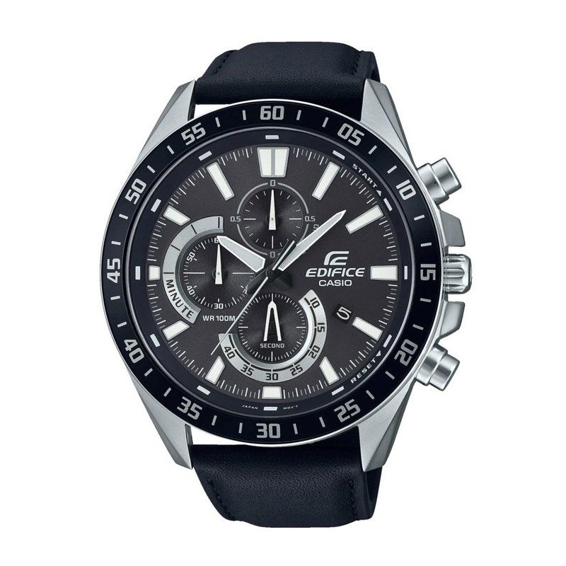 CASIO - Montre en cuir véritable - EDIFICE - Noir CASIO - Montre en cuir véritable - EDIFICE - Noir