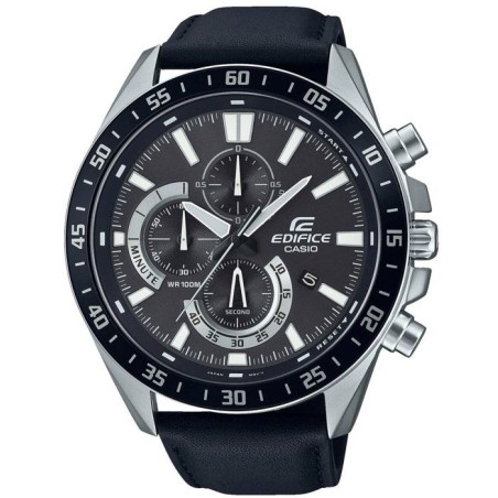 CASIO - Montre en cuir véritable - EDIFICE - Noir