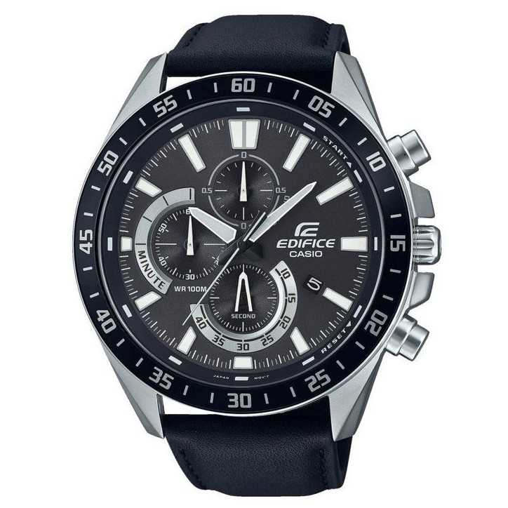 CASIO - Montre en cuir véritable - EDIFICE - Noir