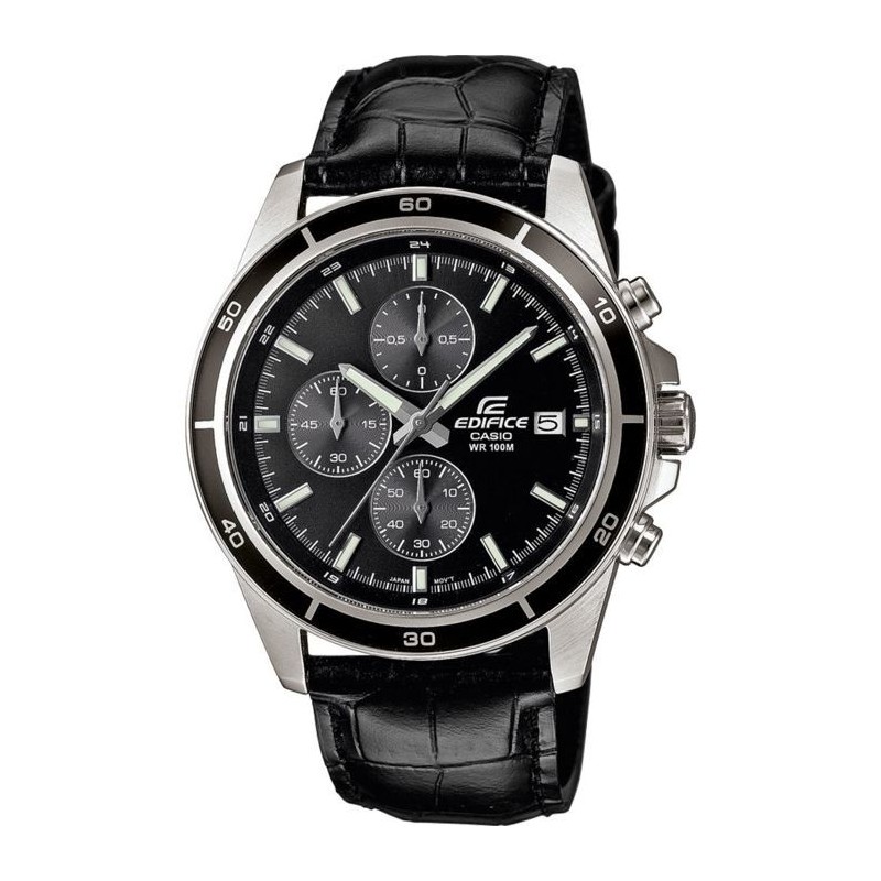 Montre - CASIO - EDIFICE - Cuir véritable - Noir - Étanchéité 10 A Montre - CASIO - EDIFICE - Cuir véritable - Noir - Étanchéité 10 A