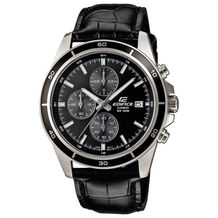 Montre - CASIO - EDIFICE - Cuir véritable - Noir - Étanchéité 10 Atm Montre - CASIO - EDIFICE - Cuir véritable - Noir - Étanchéité 10 Atm