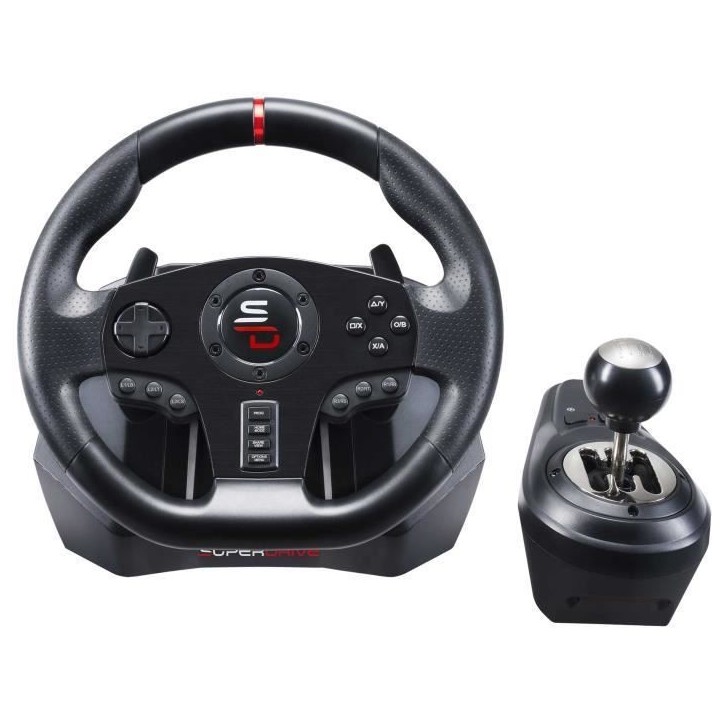 Volant de course - SUPERDRIVE - GS850-X - Levier de vitesse manuel - 3 pédales - Palettes - PS4 / Xbox