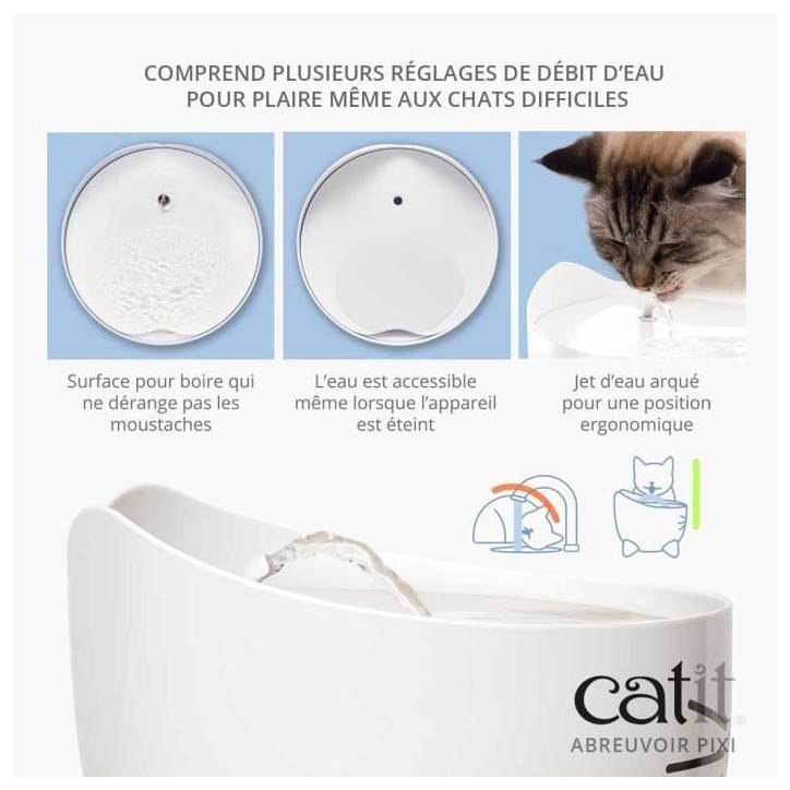 CAT IT Fontaine a eau automatique pour chat - 2,5 L - Blanc CAT IT Fontaine a eau automatique pour chat - 2,5 L - Blanc