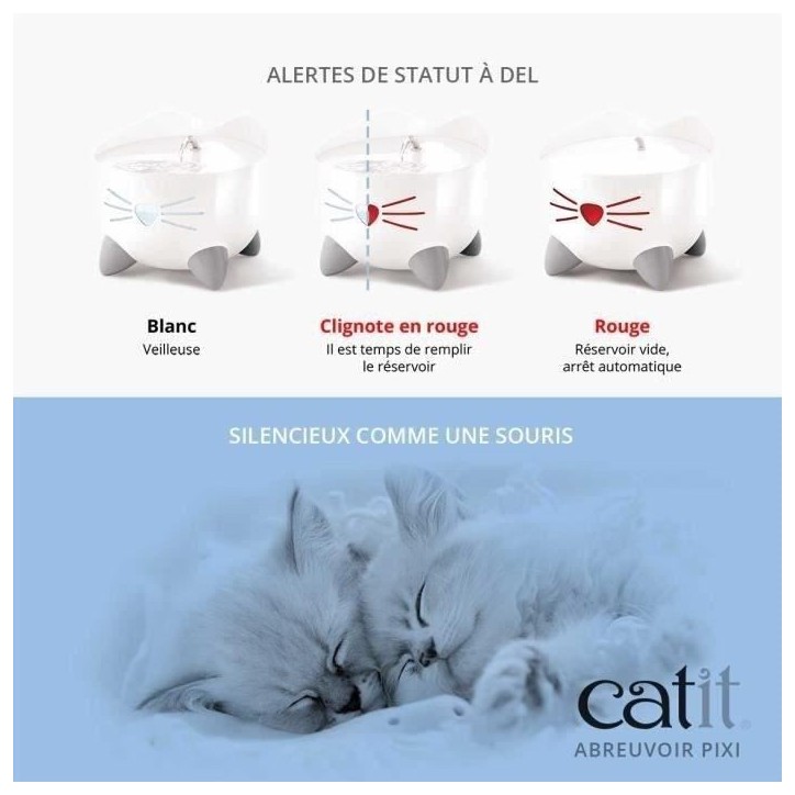 CAT IT Fontaine a eau automatique pour chat - 2,5 L - Blanc CAT IT Fontaine a eau automatique pour chat - 2,5 L - Blanc