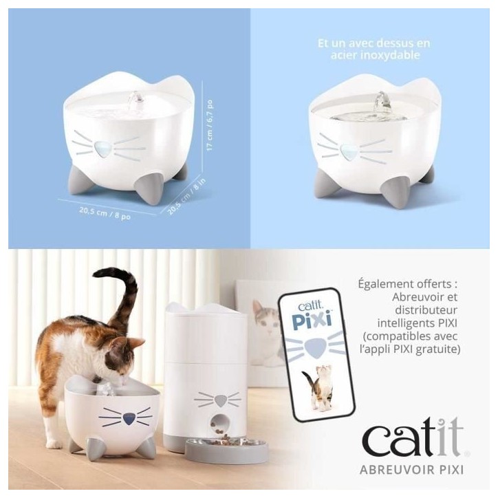CAT IT Fontaine a eau automatique pour chat - 2,5 L - Blanc CAT IT Fontaine a eau automatique pour chat - 2,5 L - Blanc