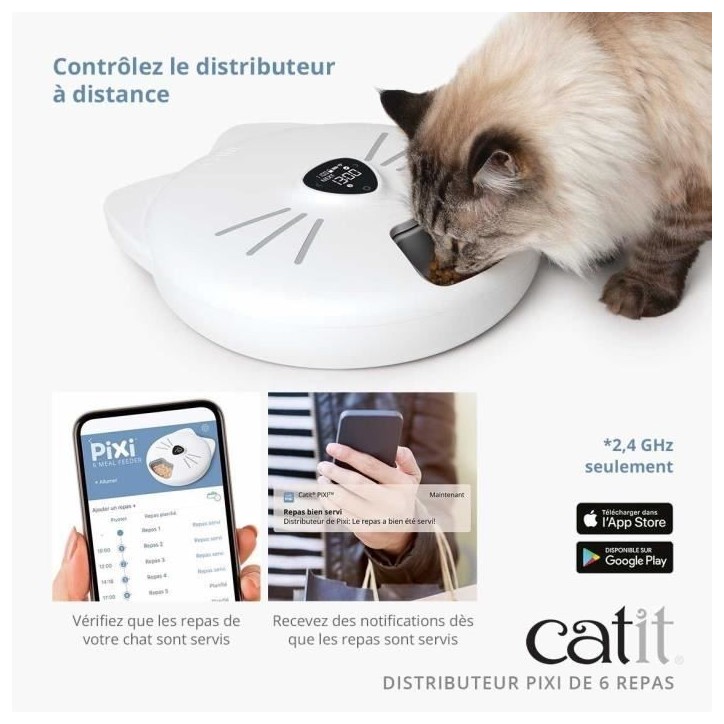 Distributeur de repas pour chat connecté - CATIT - PIXI SMART - 6 x 170ml - Ecran tactile LCD - Avec Blocs réfrigérants
