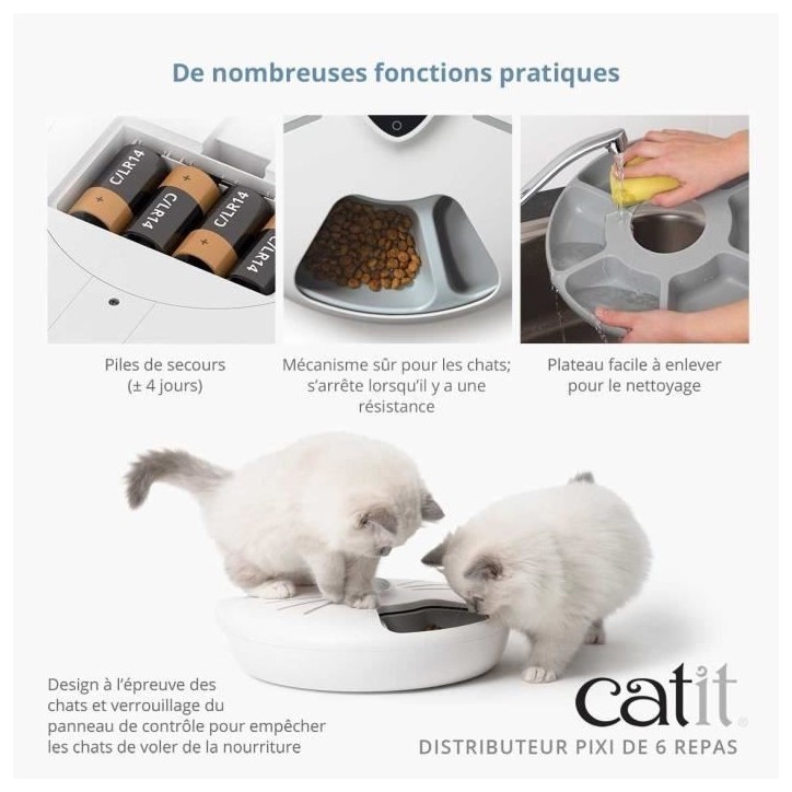 Distributeur de repas pour chat connecté - CATIT - PIXI SMART - 6 x 170ml - Ecran tactile LCD - Avec Blocs réfrigérants