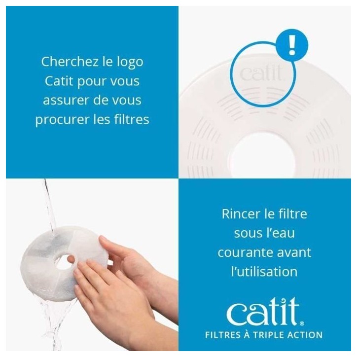 Filtre - Catit - Triple Action - Pack de 12 - Eau propre - Prévention maladies urinaires