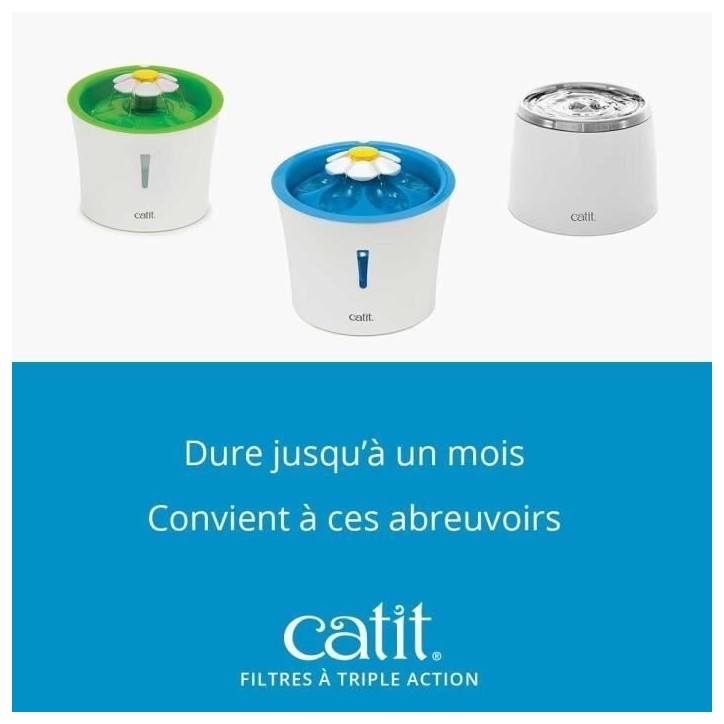 Filtre - Catit - Triple Action - Pack de 12 - Eau propre - Prévention maladies urinaires