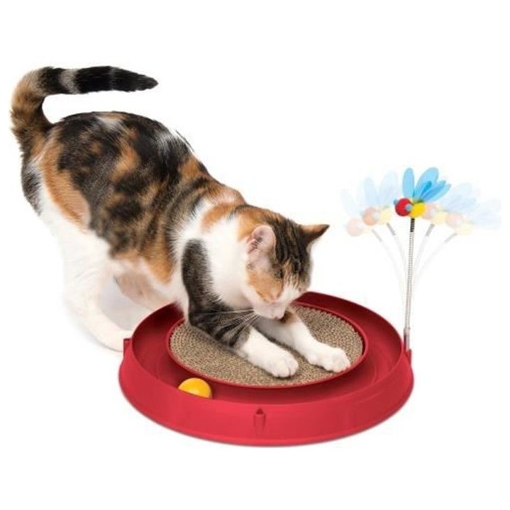 CAT IT Cuircuit 3 en 1 avec balle et planche a griffer - Ø 36 cm - Rouge - Pour chat CAT IT Cuircuit 3 en 1 avec balle et planche a griffer - Ø 36 cm - Rouge - Pour chat