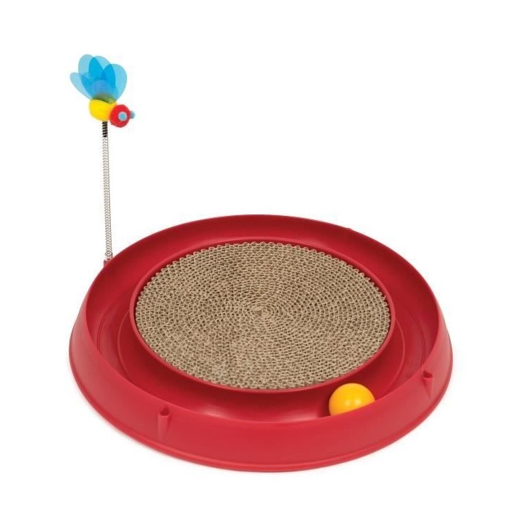 CAT IT Cuircuit 3 en 1 avec balle et planche a griffer - Ø 36 cm - Rouge - Pour chat CAT IT Cuircuit 3 en 1 avec balle et planche a griffer - Ø 36 cm - Rouge - Pour chat