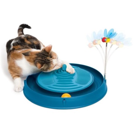 Jouet pour chat - CATIT - Circuit avec balle et herbe a chat - Bandes de massage multiples - Abeille a ressort