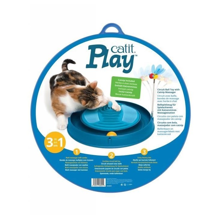 Jouet pour chat - CATIT - Circuit avec balle et herbe a chat - Bandes de massage multiples - Abeille a ressort Jouet pour chat - CATIT - Circuit avec balle et herbe a chat - Bandes de massage multiples - Abeille a ressort
