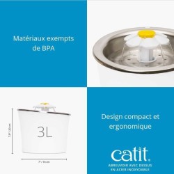 Fontaine a eau pour chat a fleur - CATIT - Flower - 3L - Dessus en aci