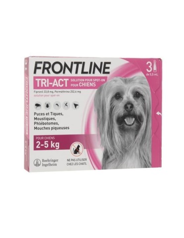 FRONTLINE 3 pipettes Tri-Act - Pour chien de 2 a 5 kg