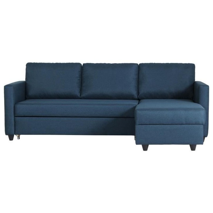 Canapé d'angle convertible réversible 3 places CATS - Tissu bleu - L 222 x P 150 x H 86 cm Canapé d'angle convertible réversible 3 places CATS - Tissu bleu - L 222 x P 150 x H 86 cm