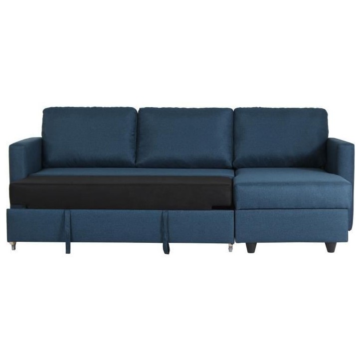 Canapé d'angle convertible réversible 3 places CATS - Tissu bleu - L 222 x P 150 x H 86 cm Canapé d'angle convertible réversible 3 places CATS - Tissu bleu - L 222 x P 150 x H 86 cm