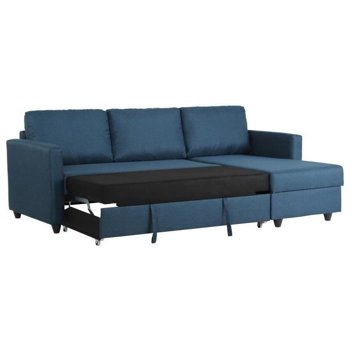 Canapé d'angle convertible réversible 3 places CATS - Tissu bleu - L 222 x P 150 x H 86 cm Canapé d'angle convertible réversible 3 places CATS - Tissu bleu - L 222 x P 150 x H 86 cm