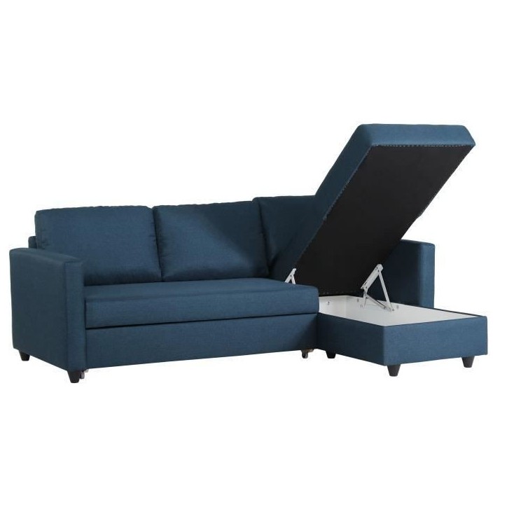 Canapé d'angle convertible réversible 3 places CATS - Tissu bleu - L 222 x P 150 x H 86 cm Canapé d'angle convertible réversible 3 places CATS - Tissu bleu - L 222 x P 150 x H 86 cm