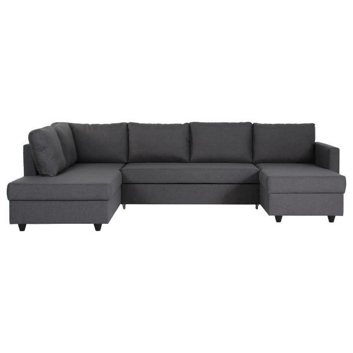 Canapé d'angle panoramique convertible Cats - Tissu gris - L 292 x P 187 x H 86 cm - Fabriqué en Ukraine Canapé d'angle panoramique convertible Cats - Tissu gris - L 292 x P 187 x H 86 cm - Fabriqué en Ukraine