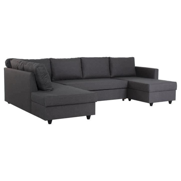 Canapé d'angle panoramique convertible Cats - Tissu gris - L 292 x P 187 x H 86 cm - Fabriqué en Ukraine Canapé d'angle panoramique convertible Cats - Tissu gris - L 292 x P 187 x H 86 cm - Fabriqué en Ukraine