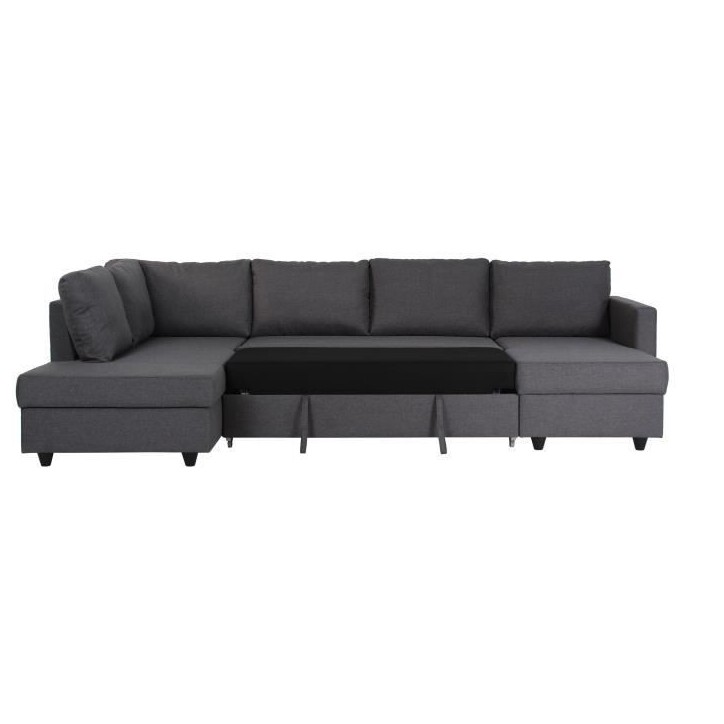 Canapé d'angle panoramique convertible Cats - Tissu gris - L 292 x P 187 x H 86 cm - Fabriqué en Ukraine Canapé d'angle panoramique convertible Cats - Tissu gris - L 292 x P 187 x H 86 cm - Fabriqué en Ukraine